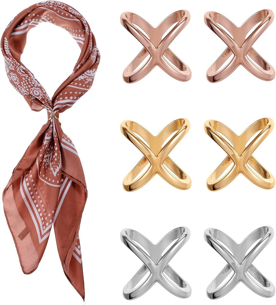 X Shape Scarf Ring Wonderful Scarf Clip Scarves Buckle Holder Scarf Slide Pin Shawl Buckles Banda... | Amazon (US)
