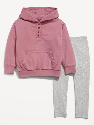 Henley Pullover Hoodie and Leggings Set for Toddler Girls | Old Navy (US)