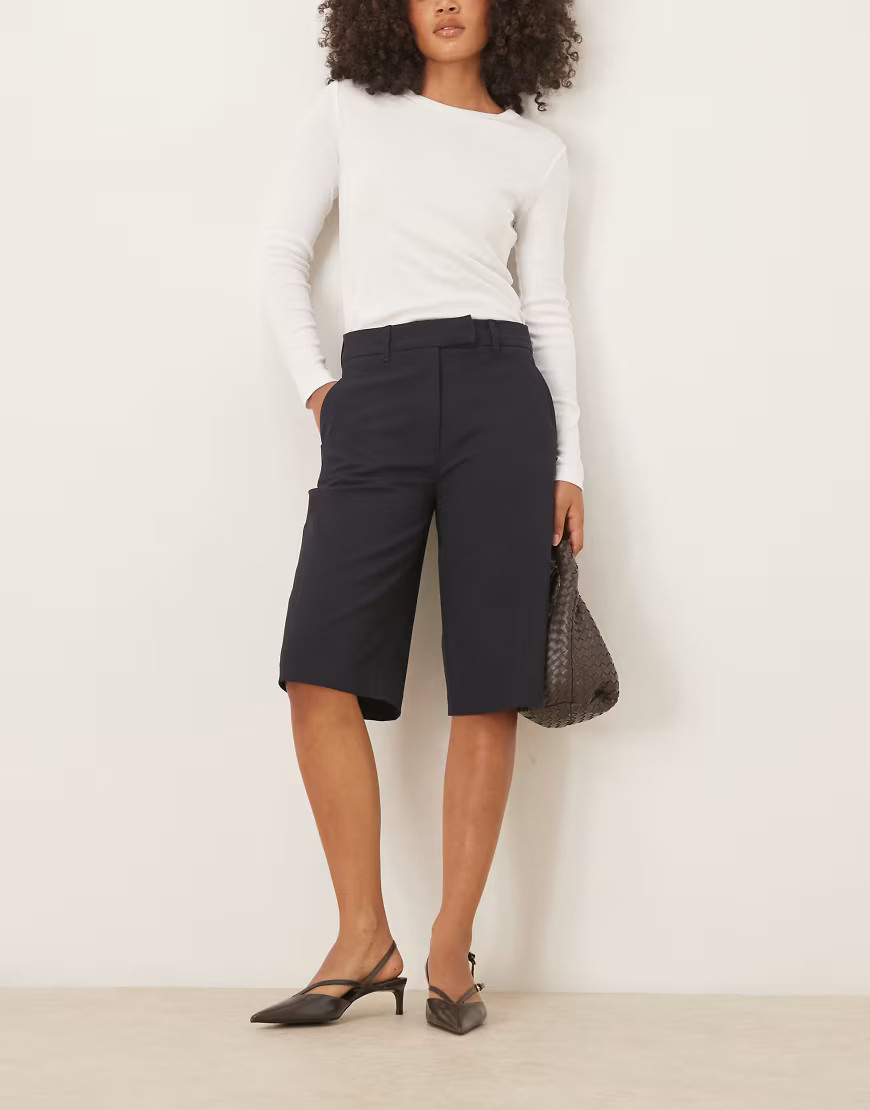 ASOS DESIGN tailored clean culottes in navy | ASOS (Global)