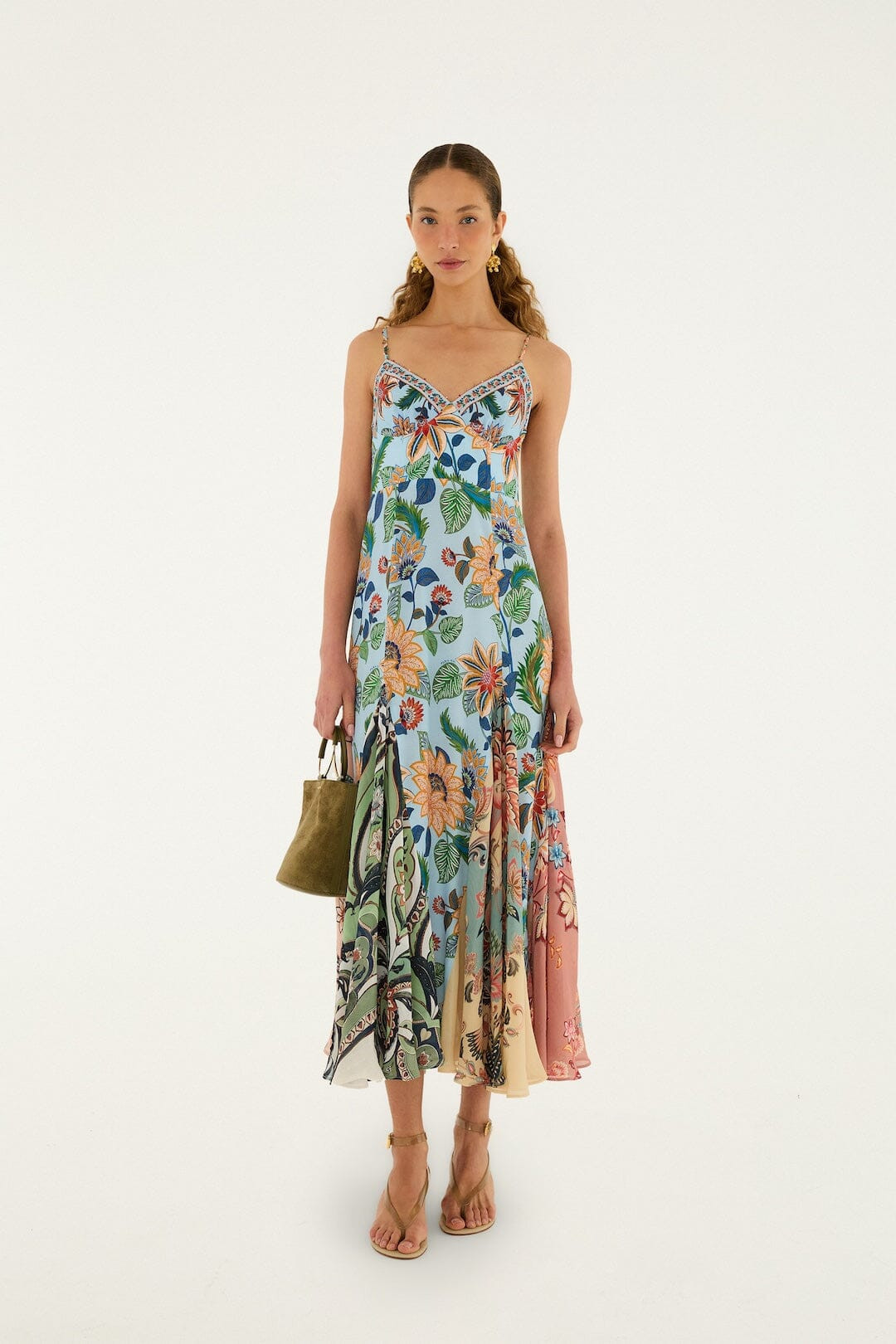 Light Blue Floral Delhi Sleeveless Maxi Dress | FARM Rio | FarmRio (US)