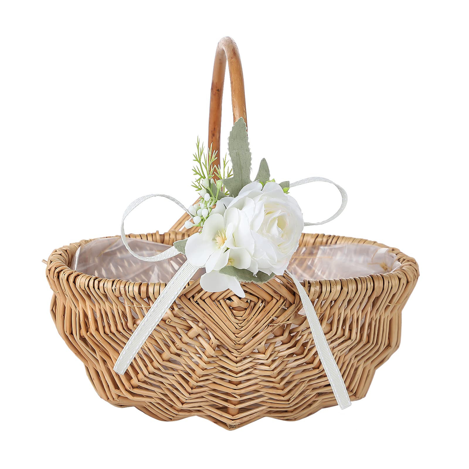 Wnvivi Flower Girl Basket with Handle,Hand-Woven Picking Basket Eggs Storage Basket,Rustic Weddin... | Amazon (US)