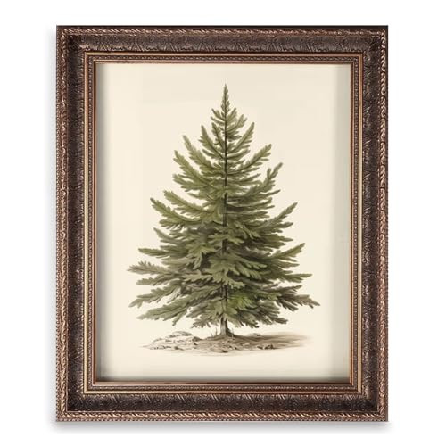 Vintage Christmas Wall Art Print, Santa Reading Book Poster, Rustic Christmas Wall Art, Christmas Painting Print Decor, Christmas Decor, Winter Print (11x14inches-Print-Unframed, Christmas Tree) | Amazon (US)