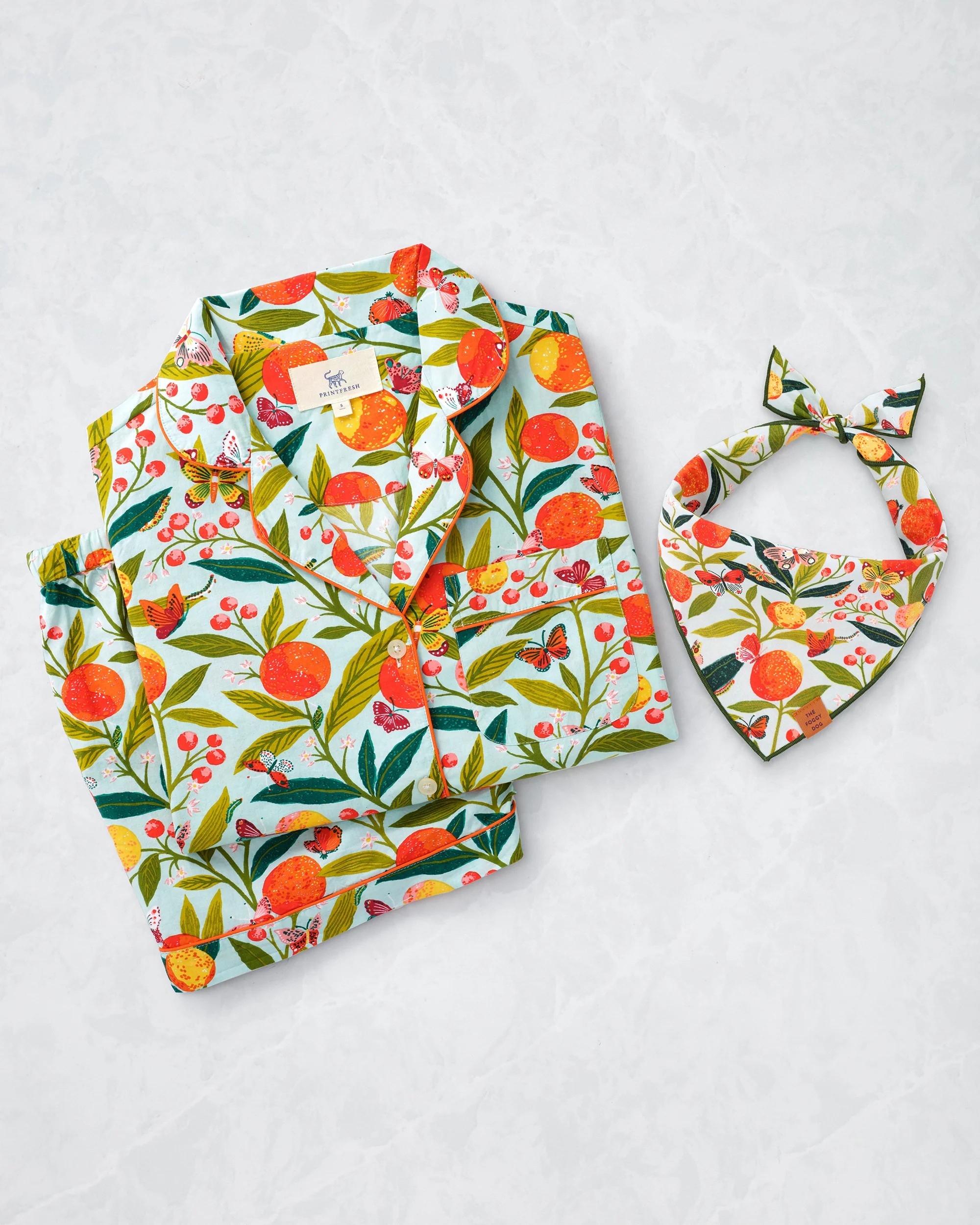 PF x The Foggy Dog Butterfly Grove - Short Set & Dog Bandana Bundle - | Printfresh