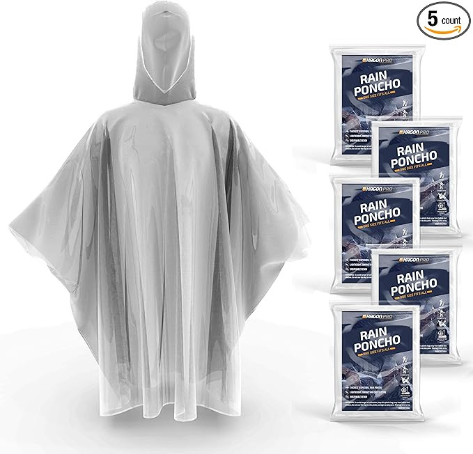 Hagon PRO Disposable Rain Ponchos for Adults (5 Pack) | Amazon (US)