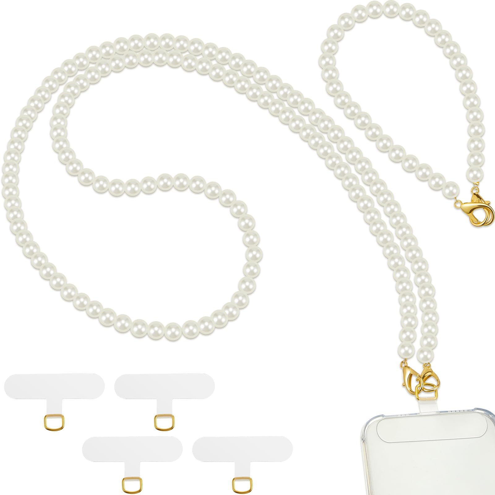 2 Pcs Pearl Beaded Cell Phone Lanyard, Crossbody and Wrist Strap with Tether Tabs for Most Phones... | Amazon (US)