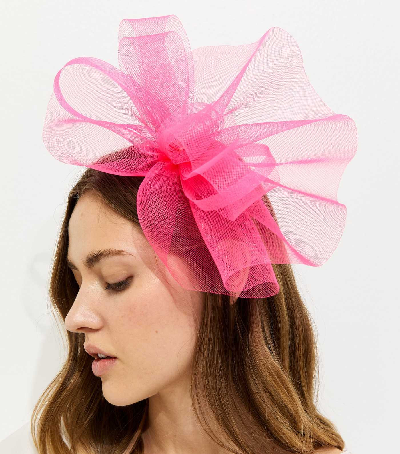 Bright Pink Oversized Flower Mesh Fascinator | New Look | New Look (UK)