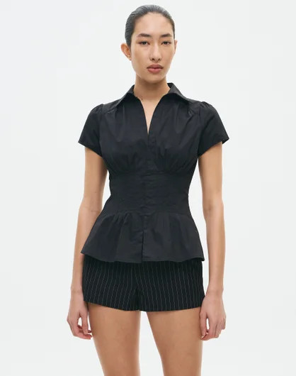 Pintuck Cap Sleeve Blouse in Black | Glassons | Glassons (Australia)