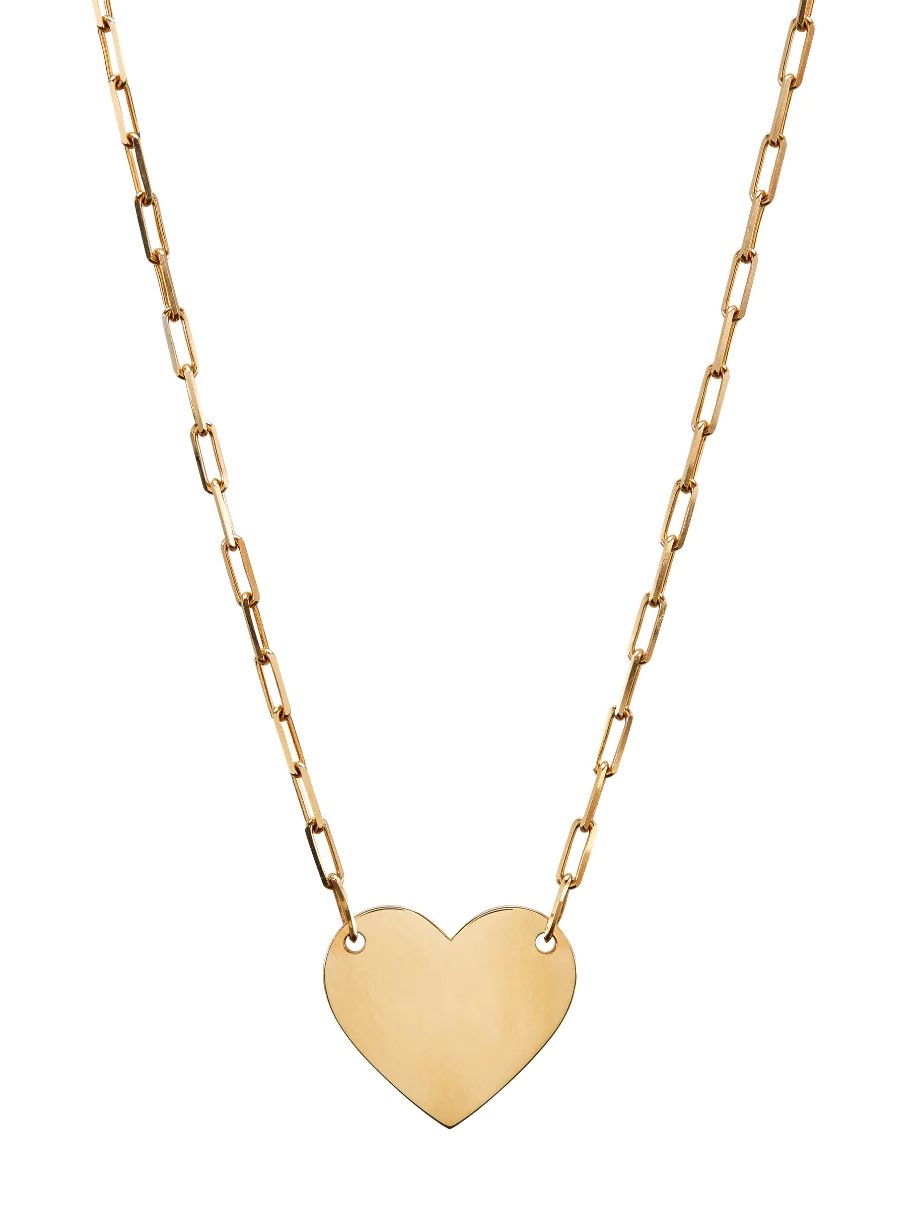 LARGE HEART ID NECKLACE, GOLD | Dorsey