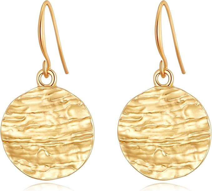 YKKZART Gold Earrings 14k Gold Plated Hoop Earrings Dainty Pearl hoop Disc Coin Bead Starfish Tea... | Amazon (US)