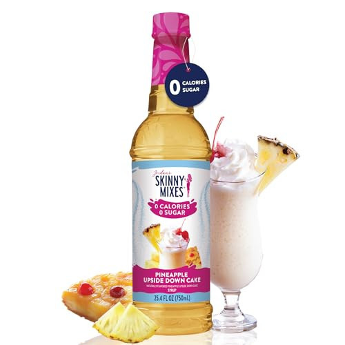 Jordan's Skinny Syrups Sugar Free Coffee Syrup, Pineapple Upside Down Cake Syrup Flavor, Zero Calorie Flavoring for Latte, Protein Shake, Cocktail & More, Keto Friendly, 25.4 Fl Oz, 1 Pack | Amazon (US)