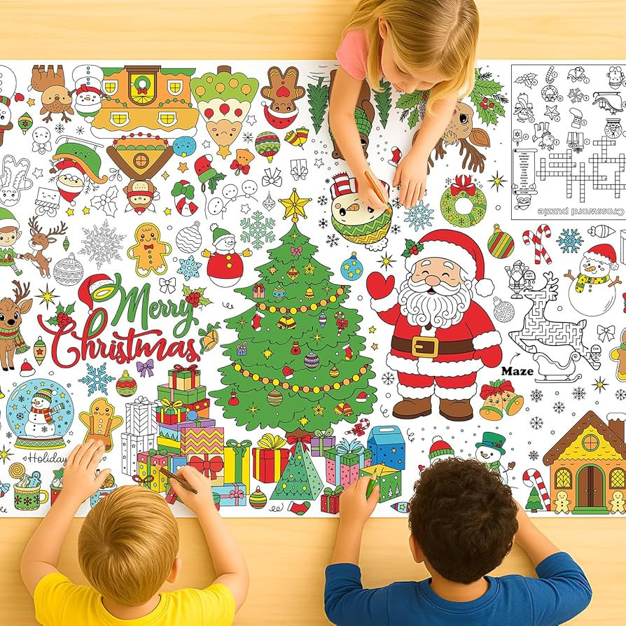 Christmas Coloring Tablecloth For Kids, Coloring Table Cloth For Kids 30x72 Inch, Giant Coloring ... | Amazon (US)