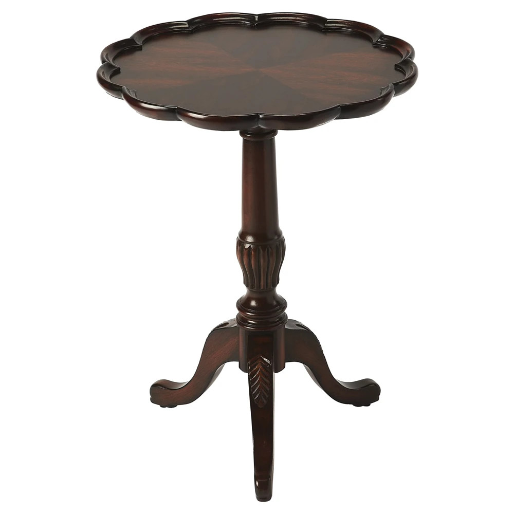 Milena Updated Traditional Dark Brown Wood Round Side Table | Kathy Kuo Home