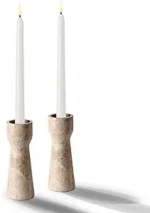 WORHE Candle Holders True Natural Marble Set of 2 Taper Candlestick Holder for Home Dinning Party... | Amazon (US)