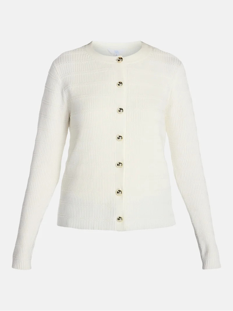 Time and Tru Women's Puckered Stitch Cardigan Sweater, Lightweight, Sizes XS-XXXL | Walmart (US)