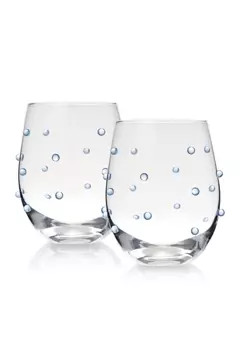 Crown & Ivy™ Blue Pearl Stemless Wine Glasses - Set of 2 | Belk