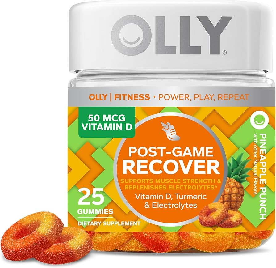 OLLY Post-Game Recover Workout Gummy Rings, Vitamin D, Turmeric, Electrolytes, Pineapple Punch Fl... | Amazon (US)