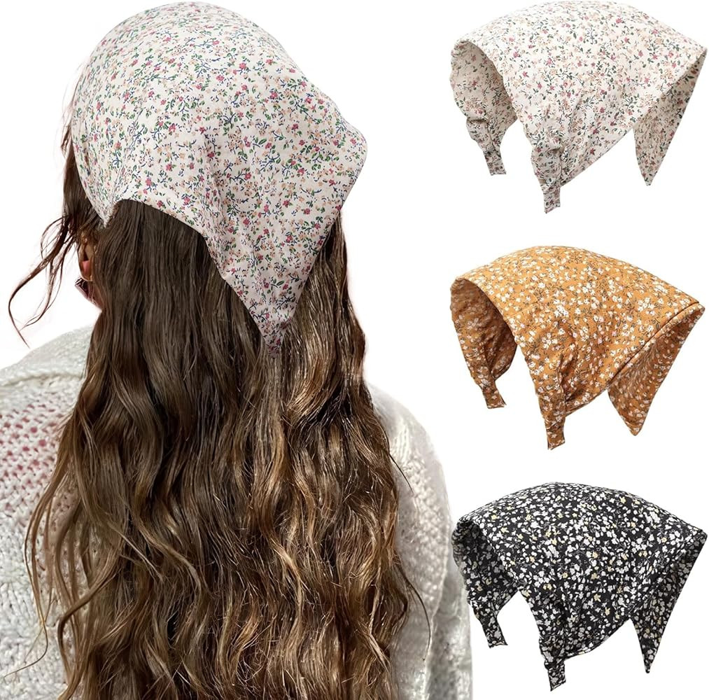HAIMEIKANG Floral Headbands for Women Boho Hair Bandanas Scarf Triangle Kerchief Solid Color Hair... | Amazon (US)