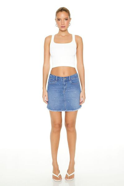 Rhinestone Denim Mini Skirt | Forever 21