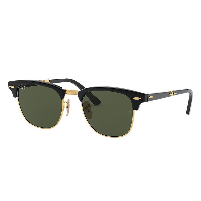Ray-Ban Men's Clubmaster Folding Black Sunglasses, Green Lenses - Rb2176 | Ray-Ban (US)