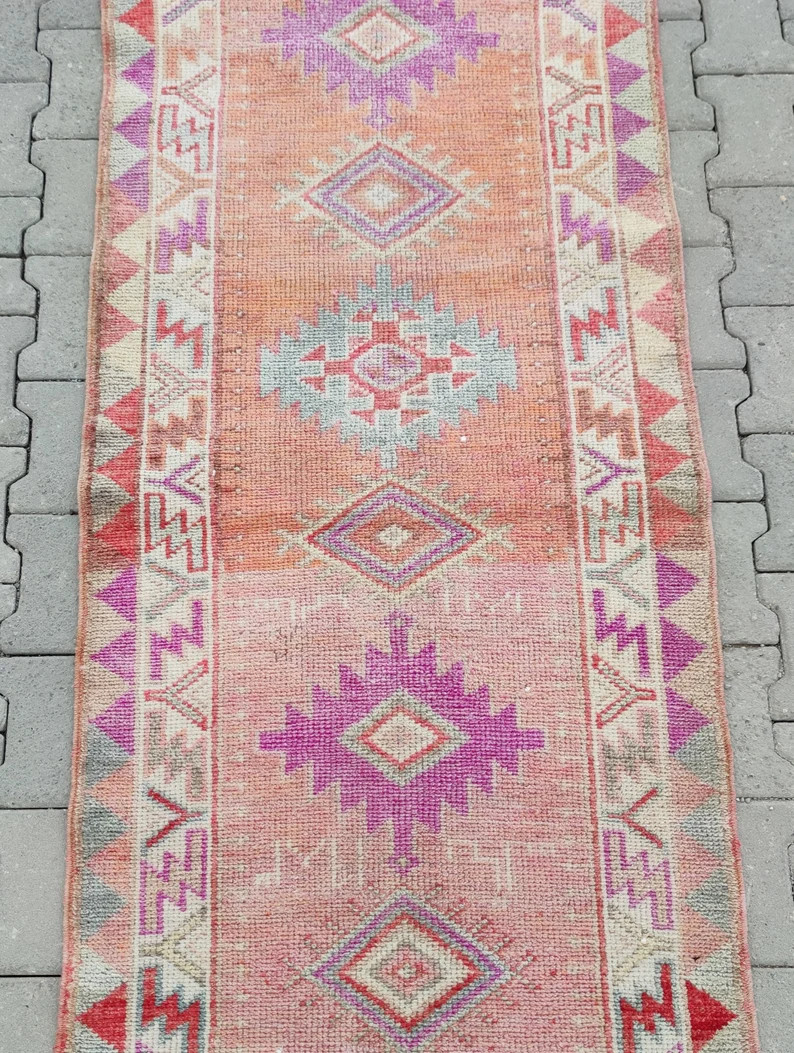 Extra Long Herki Runner Rug, Oushak Runner Rug, Turkish Vintage Runner, Hand-Made, Wool, Antique,... | Etsy (US)