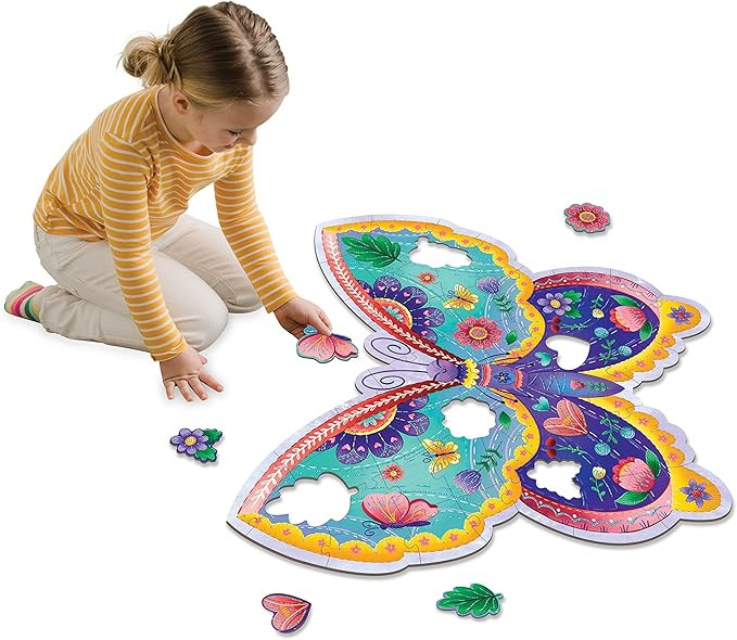 Peaceable Kingdom Shimmery Butterfly Floor Puzzle – 53-Piece Giant Floor Puzzle for Kids Ages 5... | Amazon (US)