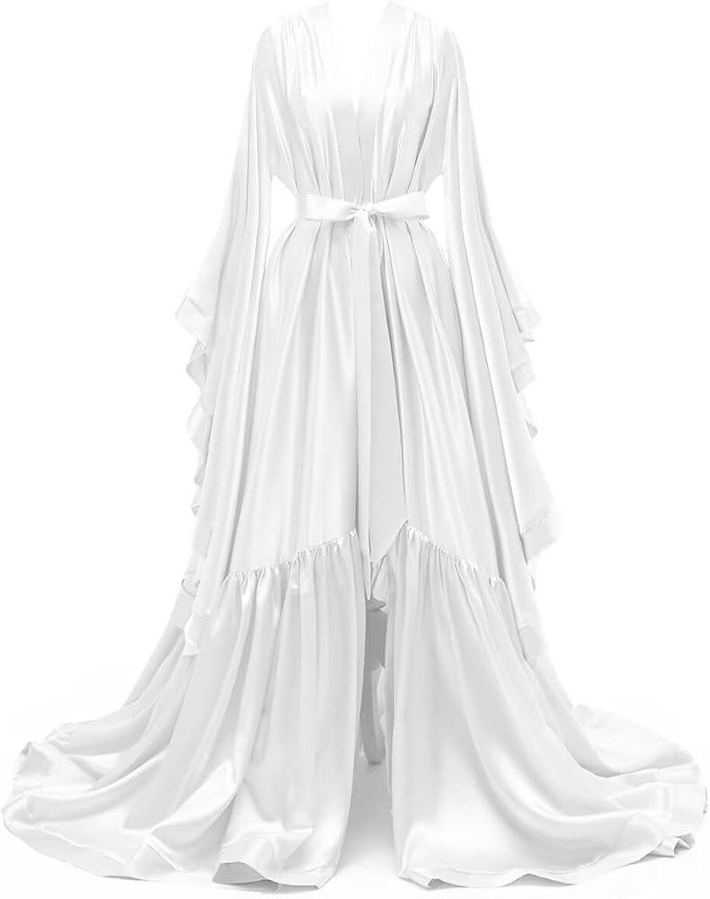 Bridal Robe Long Silk Satin Bridesmaid Wedding Robes Nightgown Bathrobe Sleepwear Maternity Photo... | Amazon (US)
