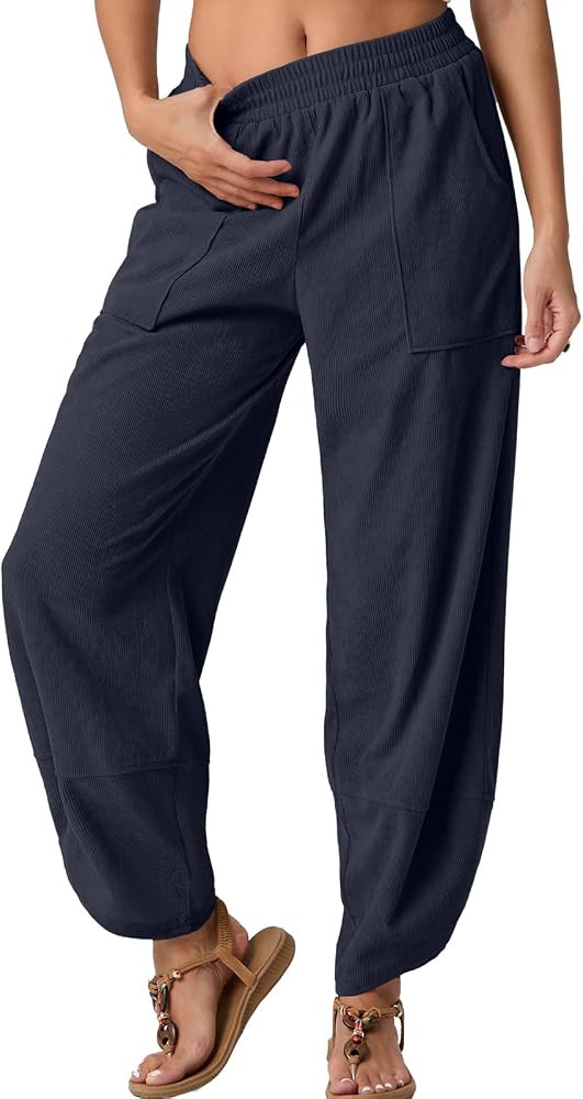 FREEOAK Womens Wide Leg Harem Pants Palazzo Boho Casual Loose Elastic Waist 2025 Travel Vacation ... | Amazon (US)