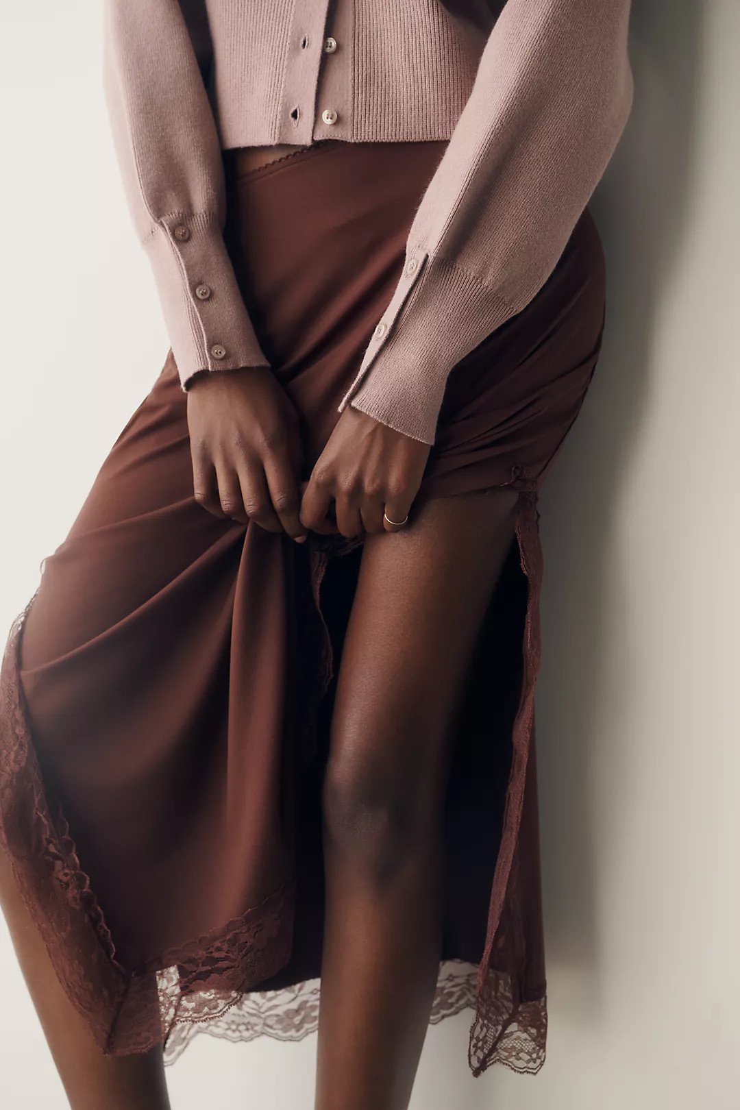 By Anthropologie Lace Trim Midi Skirt | Anthropologie (US)