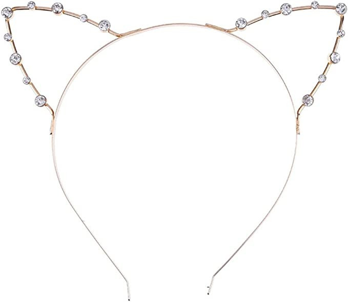 Cat Ears Headband Rhinestone Cat Headband Crystal Hair Hoop for Women Girls Party Cosplay Costume... | Amazon (US)