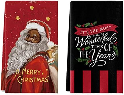 Artoid Mode African American Black Santa Kitchen Towels and Dish Towels, 18 x 26 Inch Christmas W... | Amazon (US)