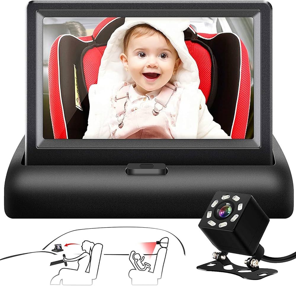 Shynerk Baby Car Mirror, 4.3'' HD Night Vision Function Display, Safety Car Seat Mirror Camera Mo... | Amazon (US)