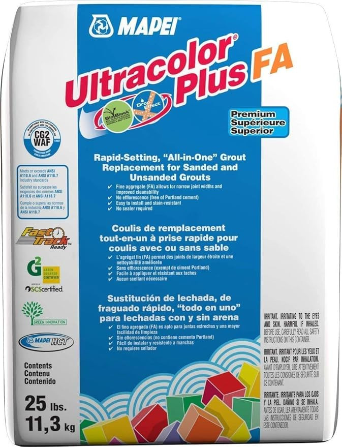 MAPEI 25LB ULTRACOLOR Plus FA - All in ONE Grout (RAIN (25LB Bag)) | Amazon (US)
