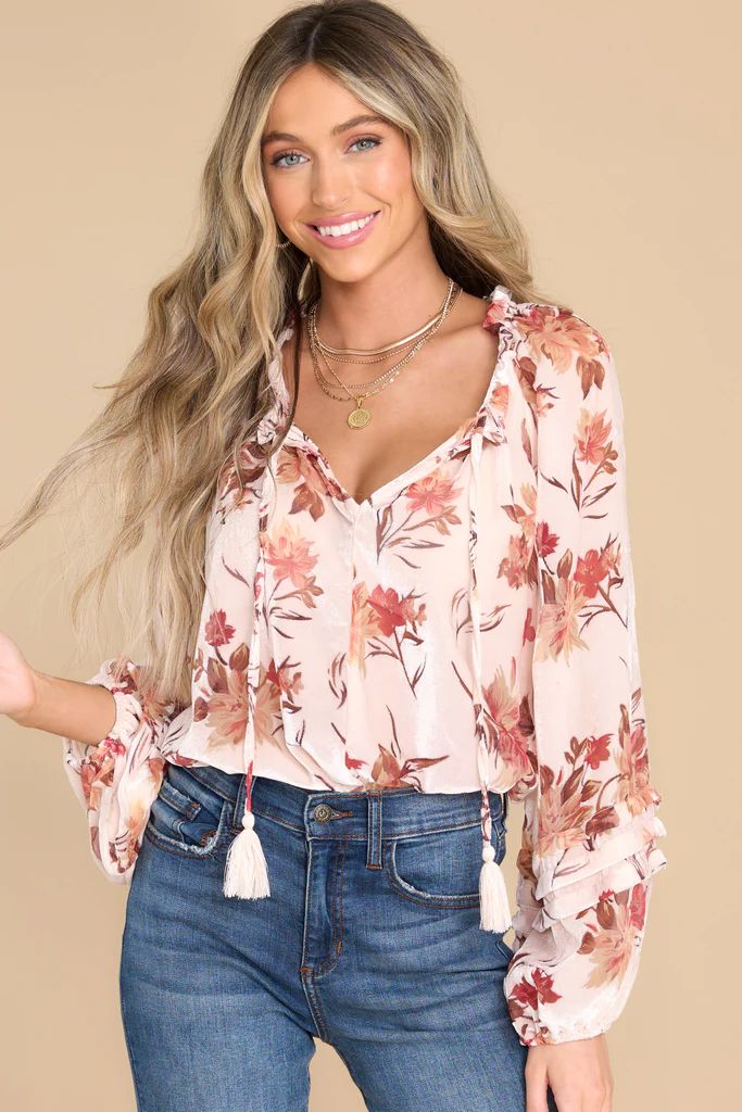Moment Of Clarity Blush Floral Print Bodysuit | Red Dress 