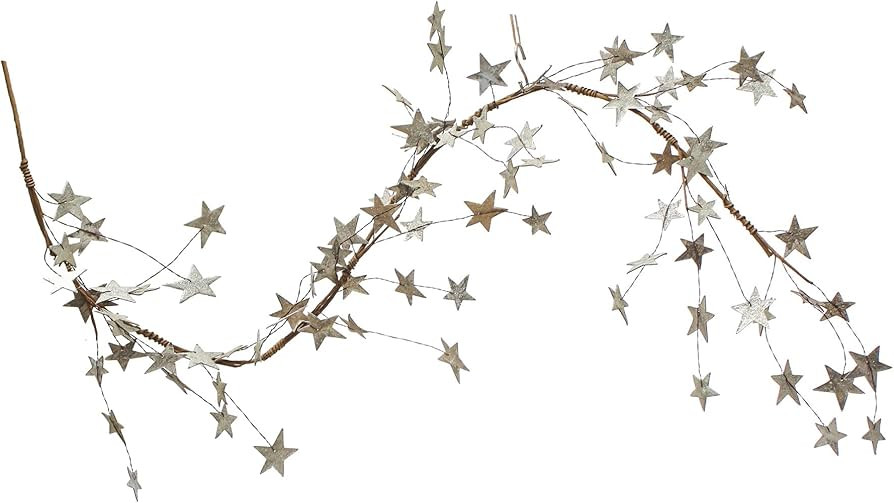 Creative Co-Op, Platinum Glitter Star Garland, Finish | Amazon (US)