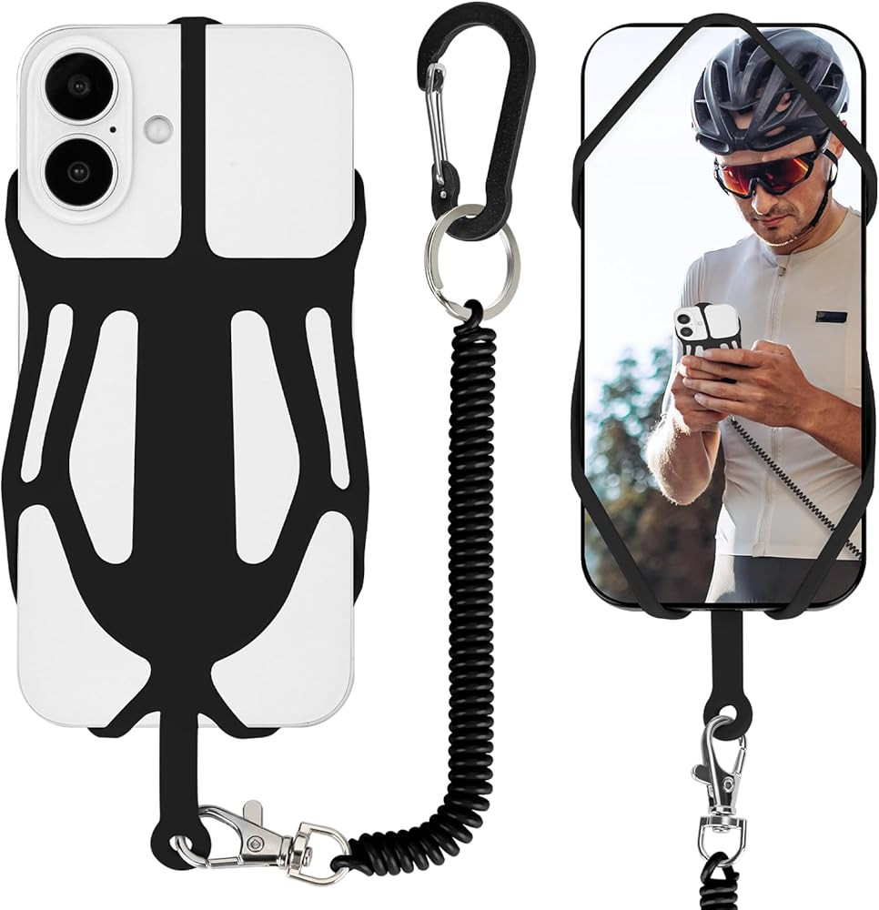 Silicone Phone Lanyard Holder with Carabiner, Universal Phone Strap,Anti-Theft Phone Case with re... | Amazon (US)