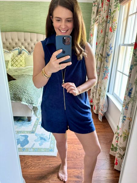 Terry cloth romper coverup. 

This one is so cute and so soft! I love the gold zipper detail. This one is true to size, I’m in a medium. 

Romper and swimsuit were gifted. 

#LTKswim #LTKtravel #LTKSeasonal