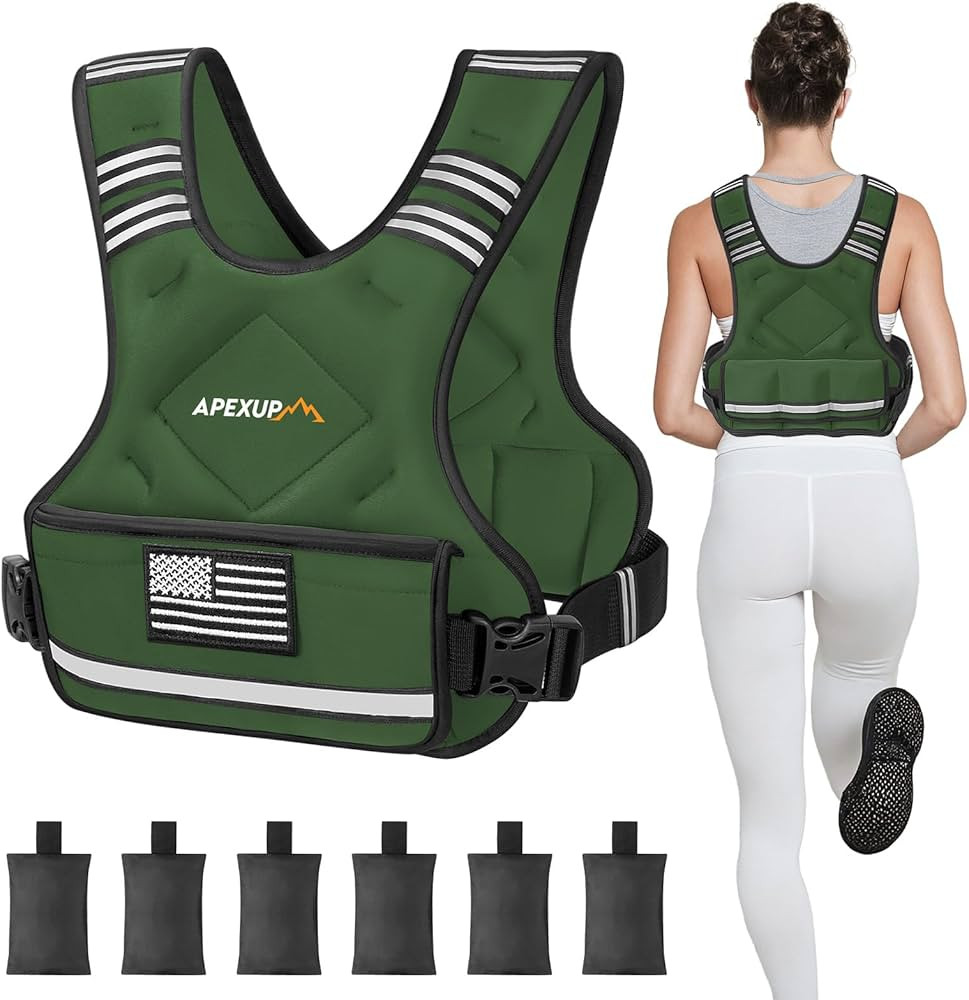 APEXUP Adjustable Weighted Vest, 4-10lb/12-18lb/20-32lb Vest with 6 Ironsand Weights and Large Po... | Amazon (US)