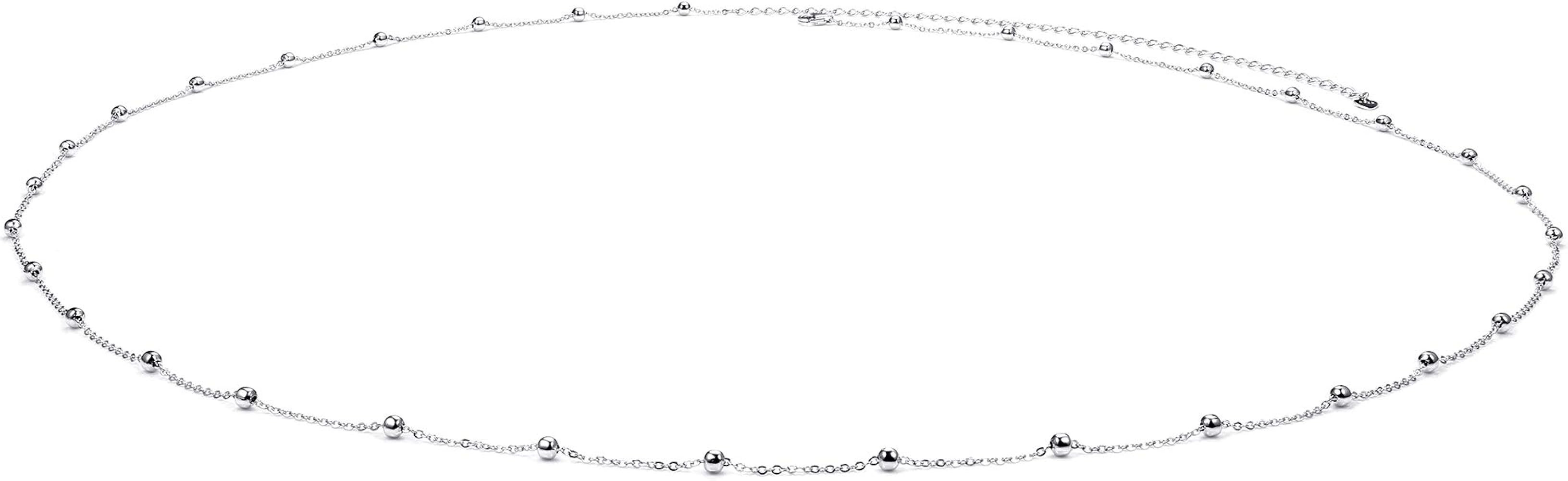 Sllaiss 925 Sterling Silver Beach Body Waist Chain Minimalist Beach Body Belt Chain Beaded Belly Cha | Amazon (US)