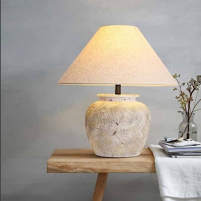 HATUO Rustic Farmhouse Crock Pot Table Lamp Handmade Creative Ceramic Table Lamp Southwest White ... | Amazon (US)