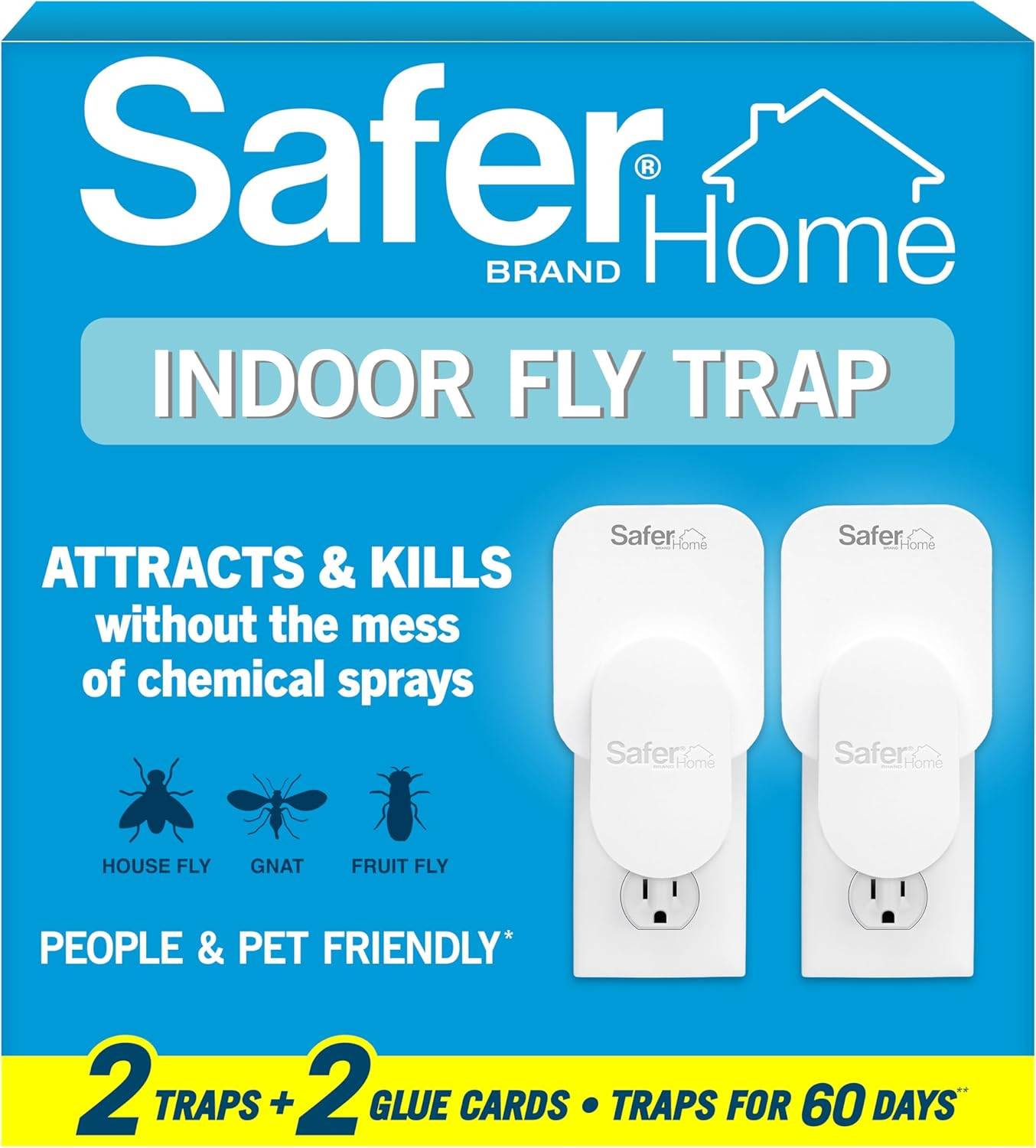 Safer Home SH502-2SR 2 Indoor Plug-in Fly Traps for Flies, Fruit Flies, Moths, Gnats, and Other Flying Insects – 2 Traps + 2 Glue Cards | Amazon (US)