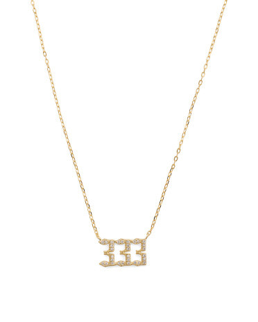 Gold Plated Sterling Silver Cz 333 Angel Numbers Necklace | TJ Maxx