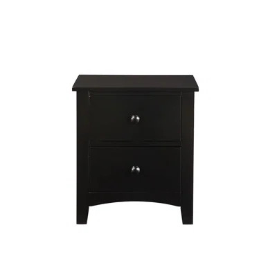 2 Nightstand In Black For Bedroom Use, Made Of Pine Veneer And Contemporary Black, Constructed With & | Wayfair North America
