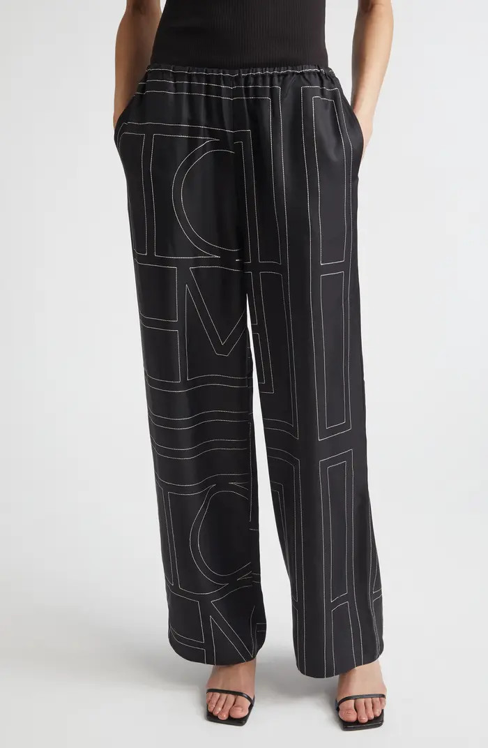 Monogram Silk Pajama Bottoms | Nordstrom
