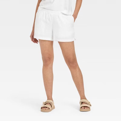 Women's Mid-Rise Linen Pull-On Shorts - A New Day™ | Target