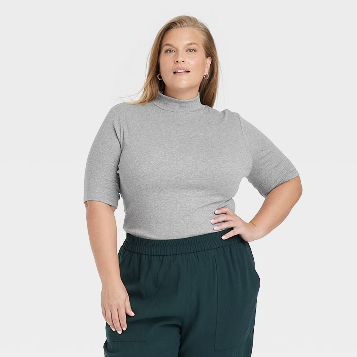 Women's Ribbed Short Sleeve Mock Turtleneck T-Shirt - A New Day™ | Target