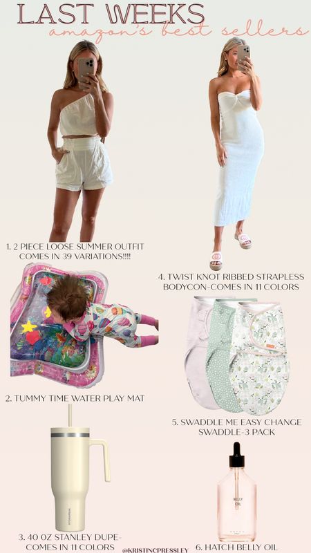 Last weeks Amazons best sellers. Spring outfit. Spring dress. Body con midi dress. White dress. Two piece set. Summer set. Spring set. Baby swaddle. Baby play mat. Newborn essentials. Baby must haves. Stanley dupe. 

#LTKbaby #LTKSeasonal #LTKstyletip