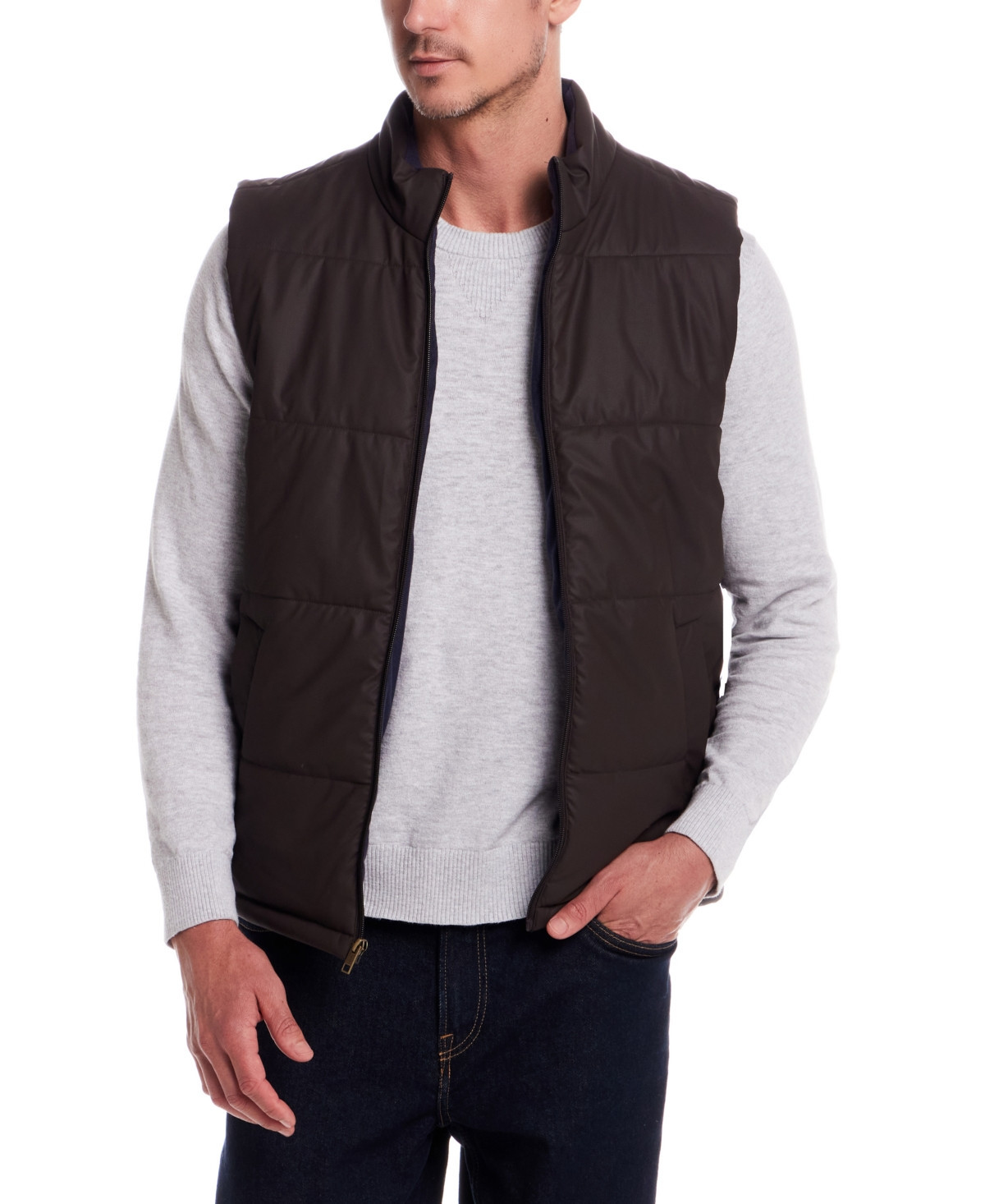 Weatherproof Vintage Men's Matte Zip Front Puffer Vest - Chocolate Torte | Macy's
