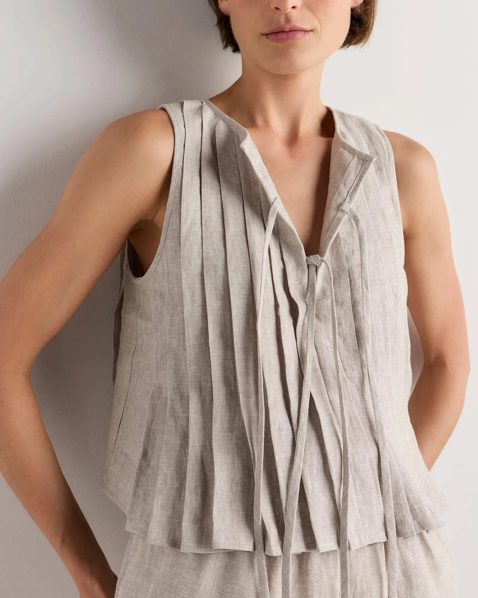 100% European Linen Pleated Tank | Quince