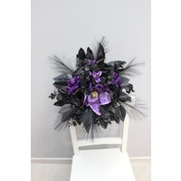 Purple Black Bouquet, Gothic Wedding Cascading Halloween Bouquet | Etsy (US)
