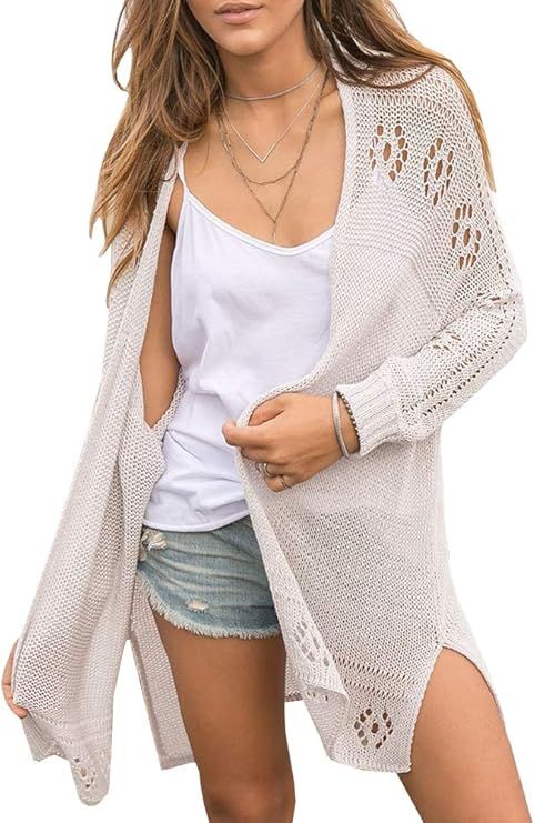 Misassy Womens Open Front Knit Sheer Cardigans Summer Boho Lightweight Long Sleeve Kimono Long Sw... | Amazon (US)